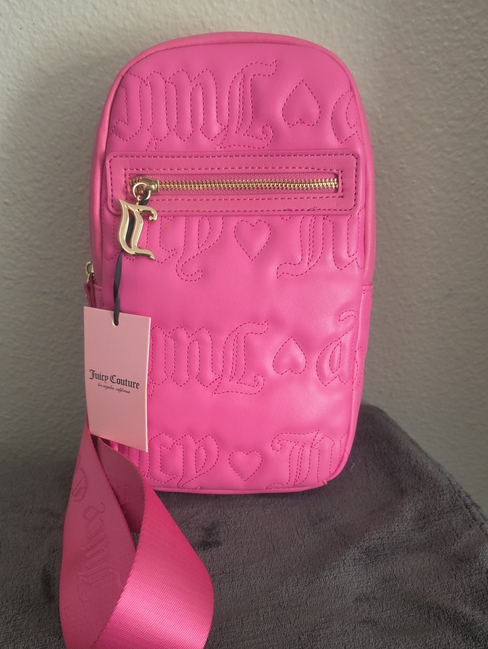 Juicy Couture Pink Quilted Crossbody Phone Bag